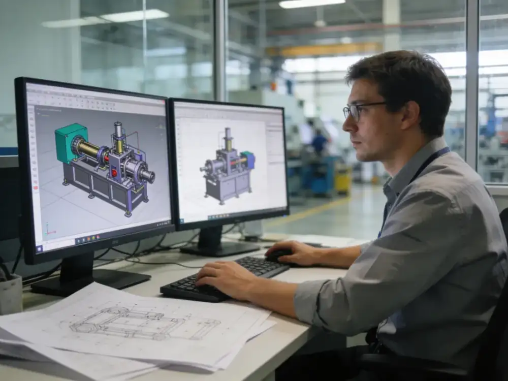 Projeto CAD de máquina industrial desenvolvida pela Bikows